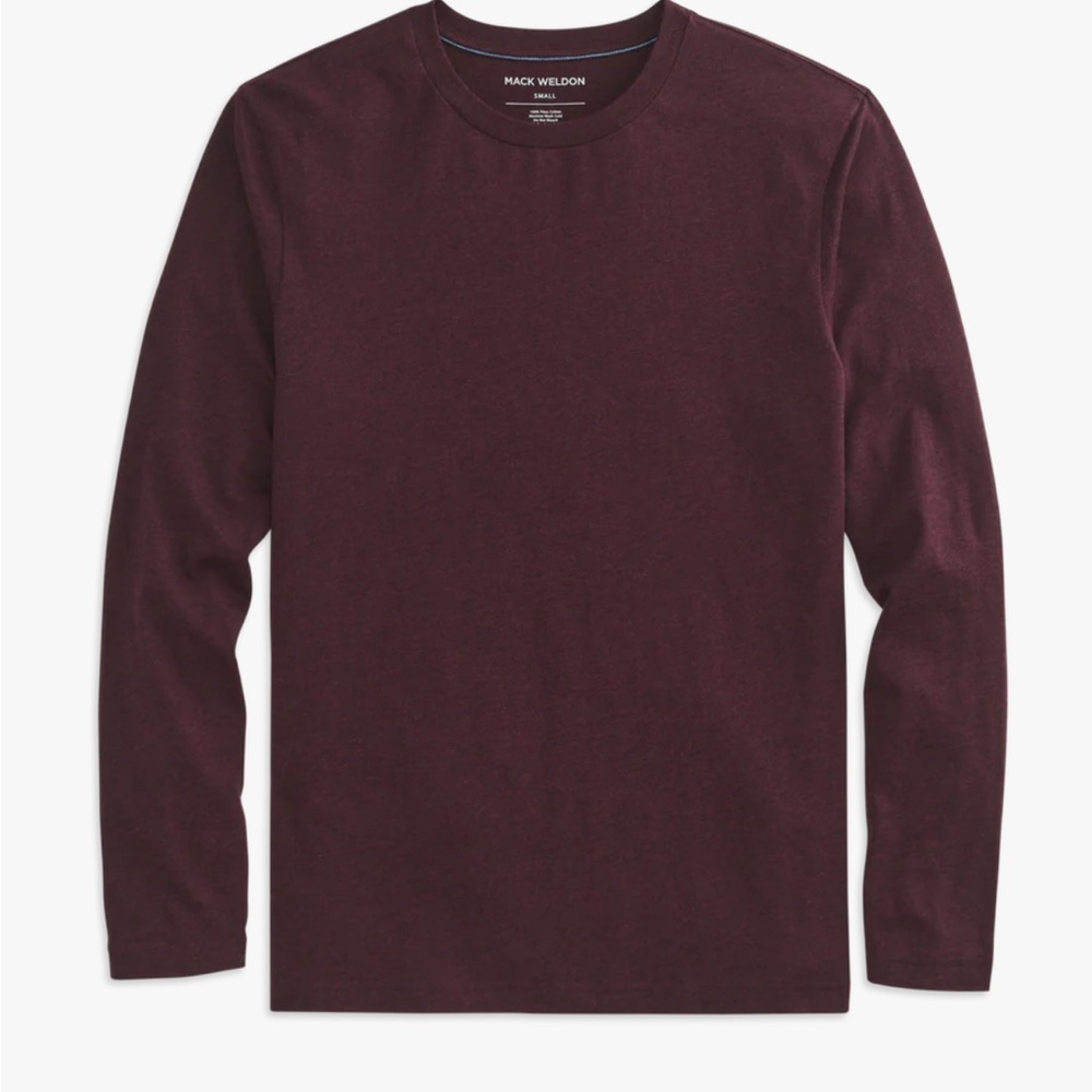 Mack Weldon Men's Maroon Pima Long Sleeve Tee | Daily Basic
